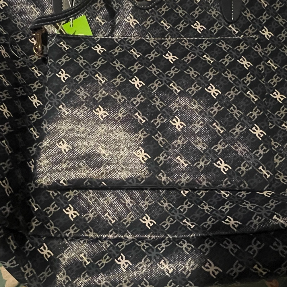 Sam Edelman Harper Medium Monogram Shopper Tote Bag Navy NWT - Picture 5 of 6